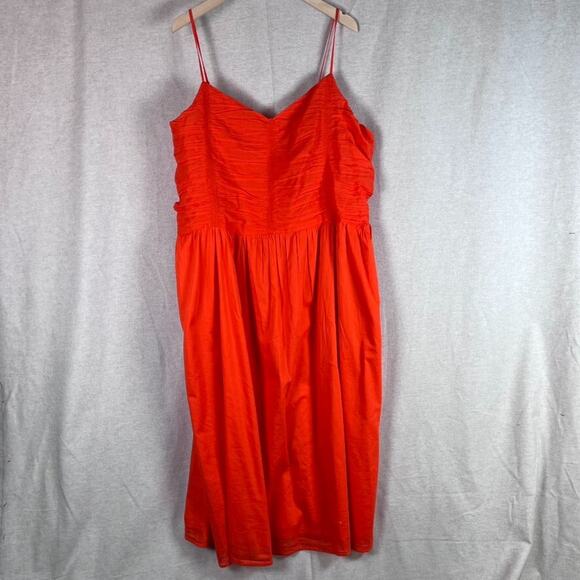 NWT On 34th Womens Red Midi Dress Size 3X Ruched Vibrant Sundress Picnic Beach - Picture 2 of 13